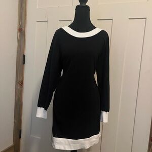 Calvin Klein Black and White Long Sleeve Sweater Dress